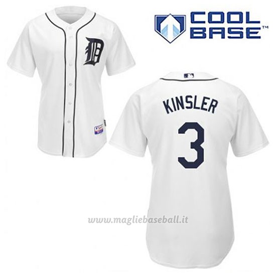 Maglia Baseball Uomo Detroit Tigers Ian Kinsler 3 Bianco 1ªCool Base